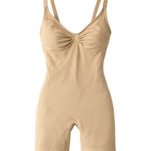 SKIMS Sculpting Bodysuit Mid-Thigh Shapewear Beige Size M
